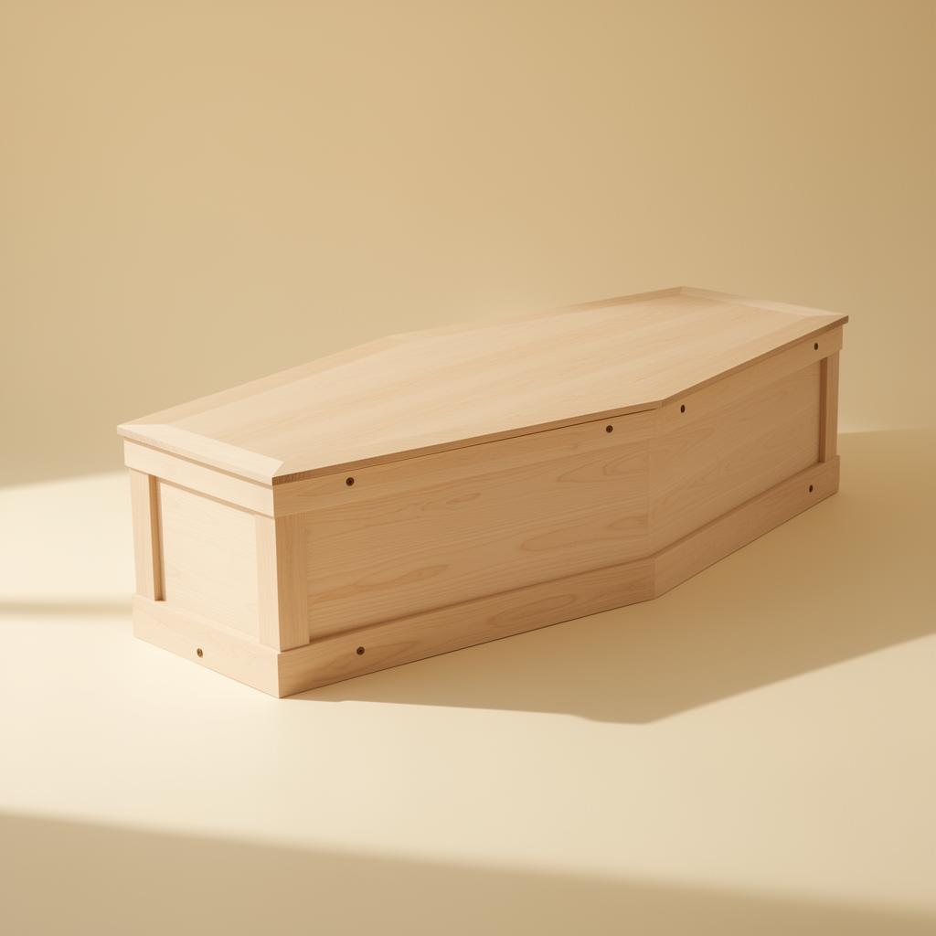 Minimalistisk naturkista i ljust trä